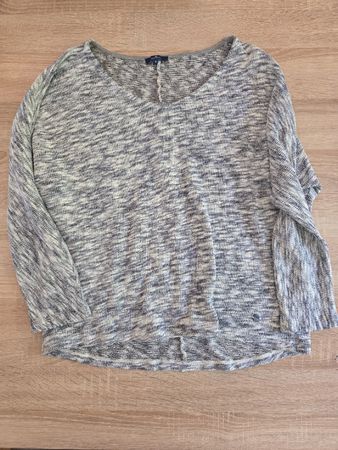 Pull Tom Tailor maille chiné bleu gris taille S