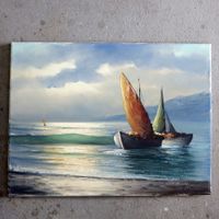 Gut gemalt: Stimmungsvolles Gemälde / See / Segelschiffe
