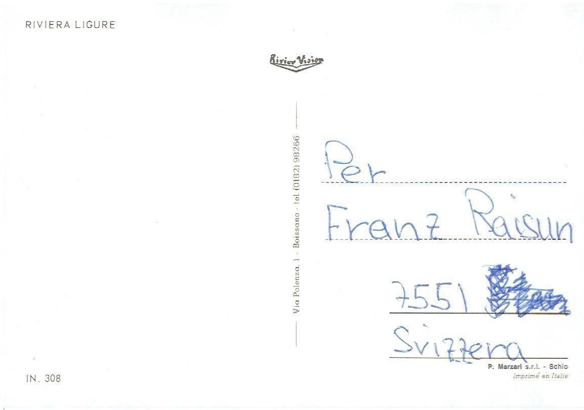 Cartoline postali: RIVIERA LIGURE – Usato da Flims - Dorf venduto da Stagediver 1