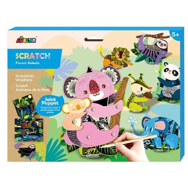 Djeco Kit bricolage: Scratch Jointed Puppet Forest Animals (Kratzbild) – Nuovo e nell'imballaggio originale da HORGEN venduto da starworld
