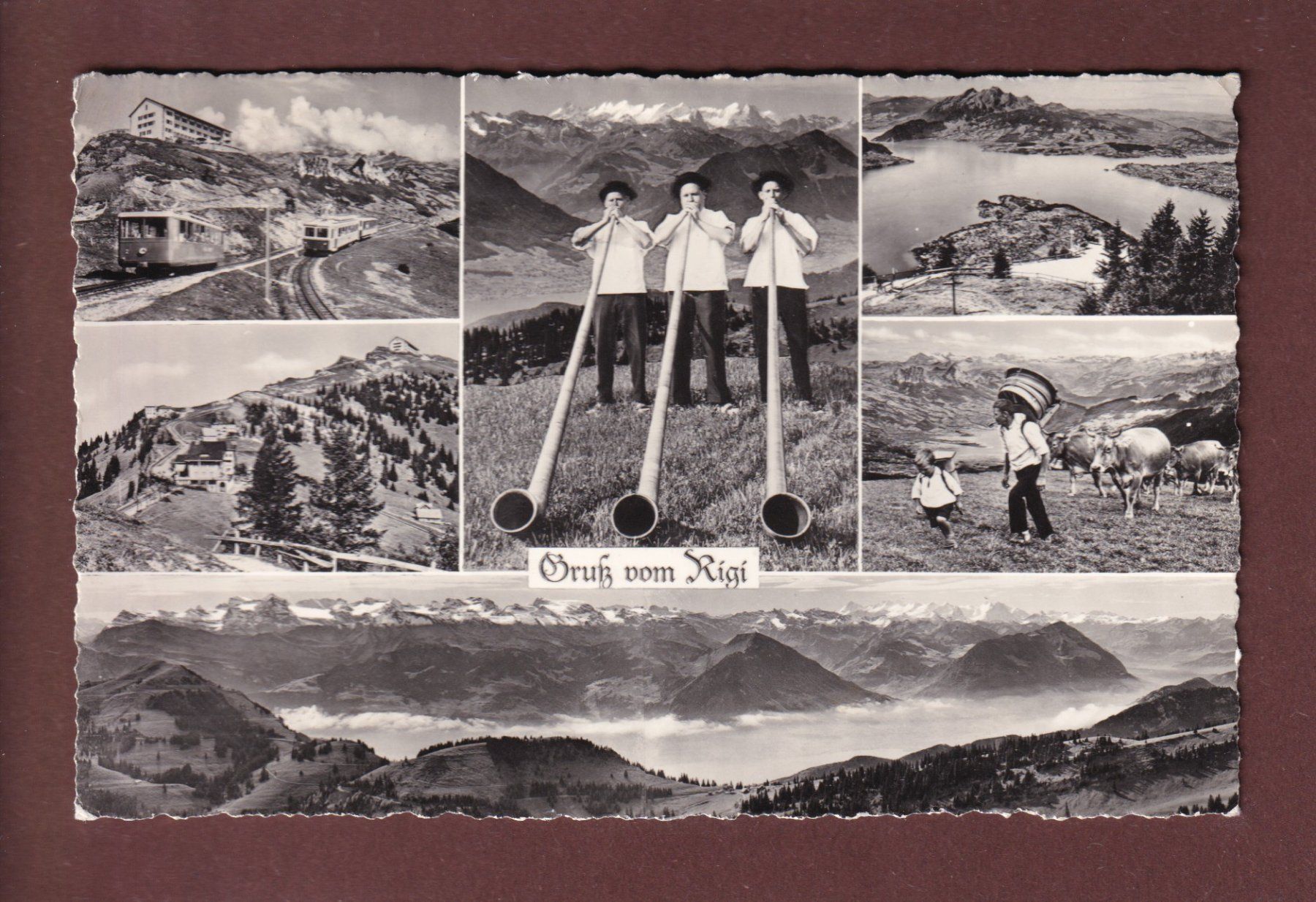 Ansichtskarten: Gruss vom RIGI - 6 Bilder - 1962 – Gebraucht aus Pully von nicecards