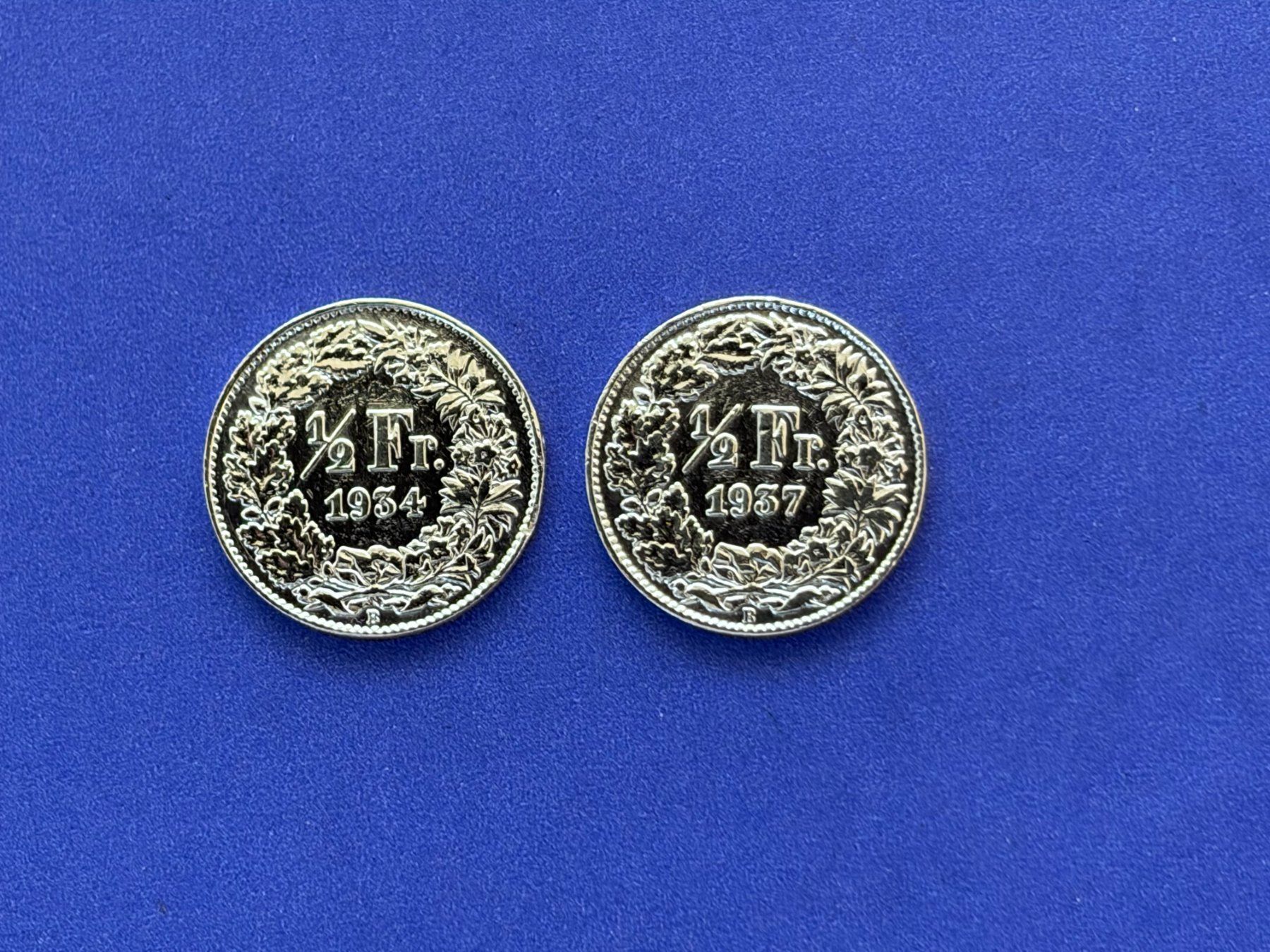 Tutti le monete: 1/2 Fr. 1934 u. 1937 vorzüglich – Usato da Kräiligen venduto da wolle2101