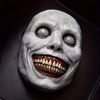 Horror Maske Creepy Smile weiss, Latex Vollkopf, neu