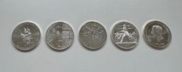 5x 20 Euro Gedenkmünzen (Silber) | Prägejahr 2017 komplett
