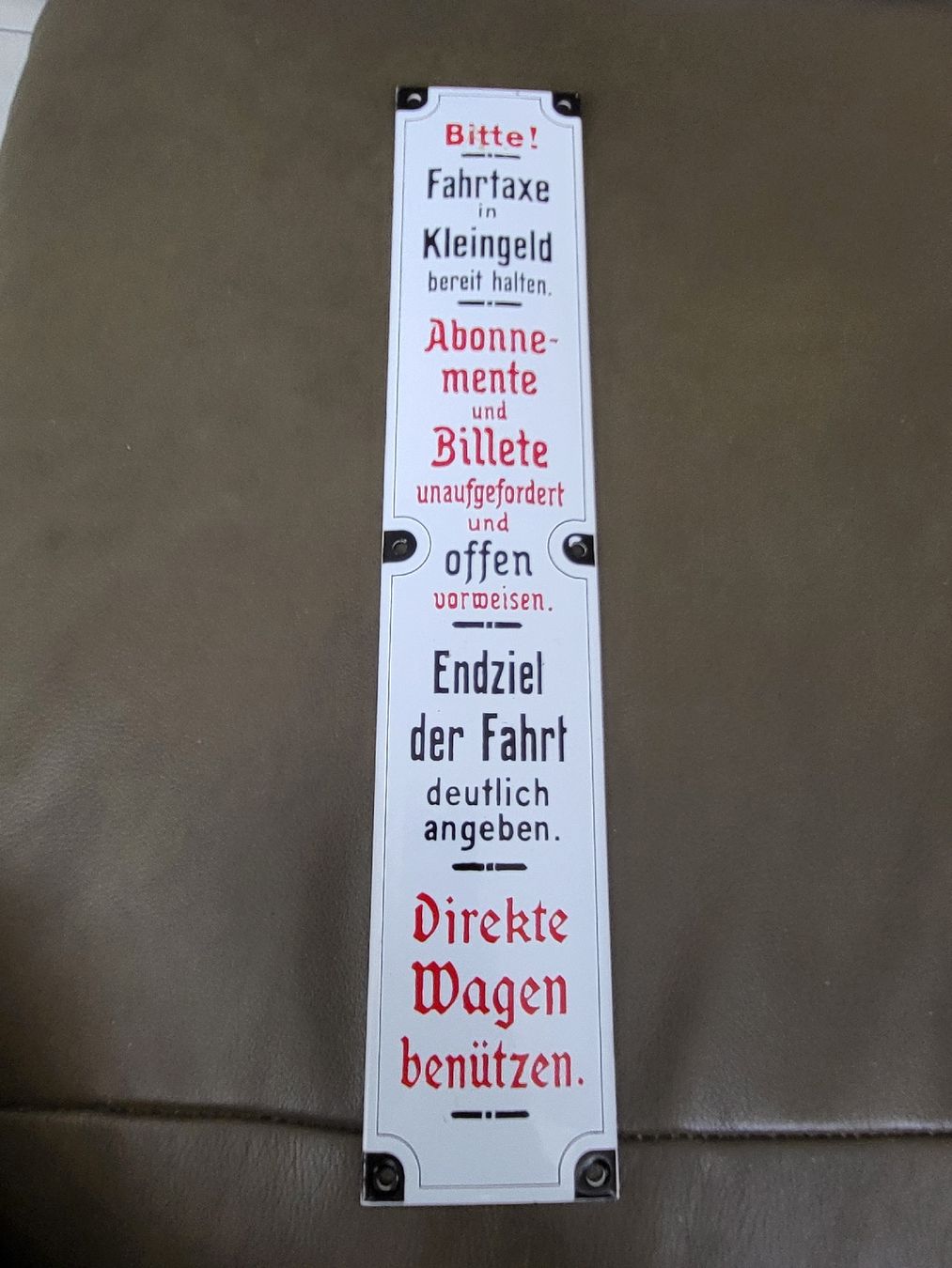 BVB Insegne: altes BVB Basel Emailschild Fahrtaxe Billete Bahn – Usato da nunningen venduto da mic_88k2