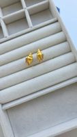 Ohrstecker Muschel Motiv mit Steinen goldfarben neu