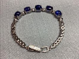 Blauer Saphir 💎✨ vergoldetes 925 Silberarmband B37