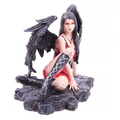 Statuette: Dunkler Gothic Engel auf Felsen - rot – Nuovo e nell'imballaggio originale da Menzingen venduto da fairy123 1