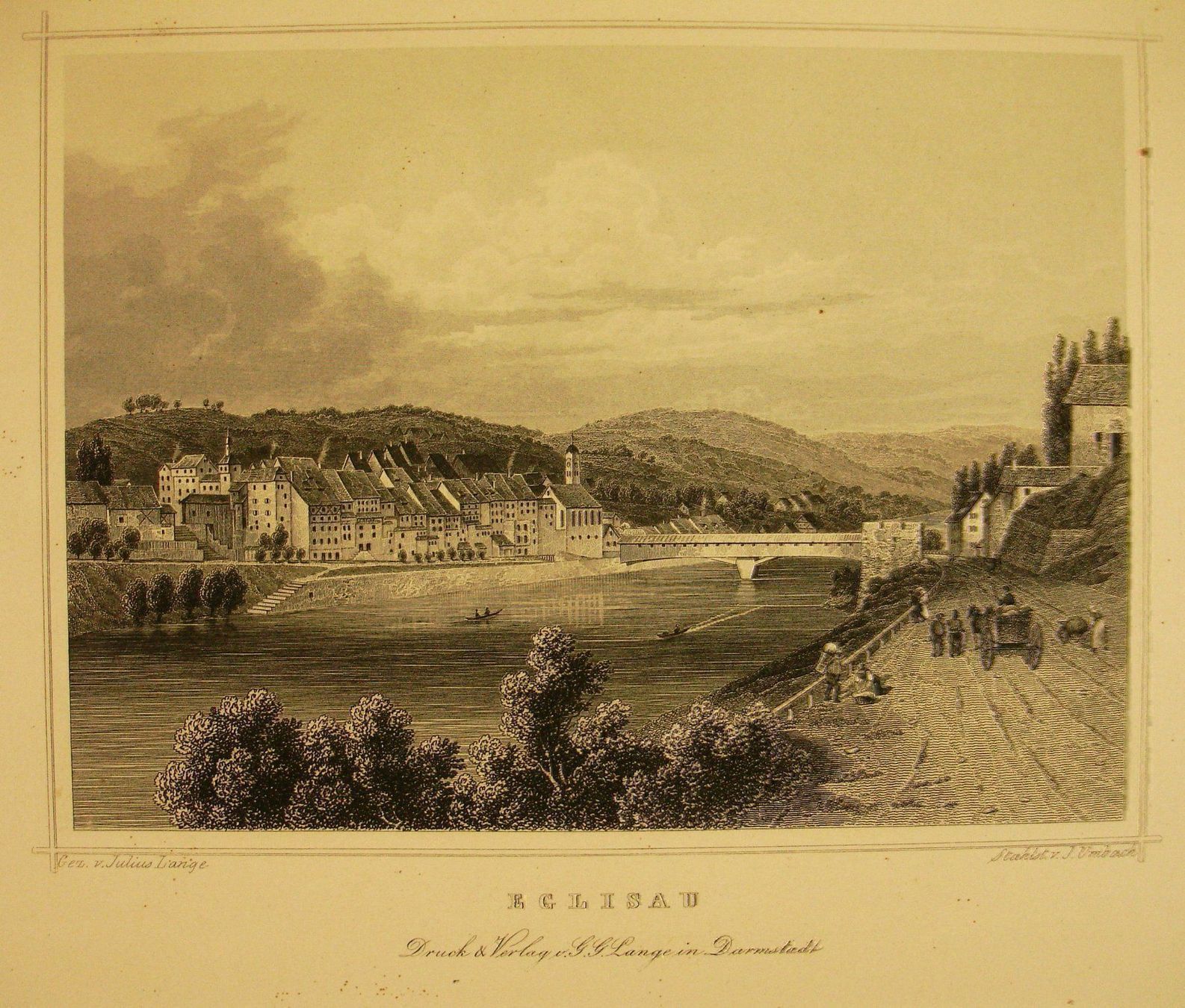 Stiche: EGLISAU, STAHLSTICH 1856 – Gebraucht aus Grüningen von Kartensammler 1
