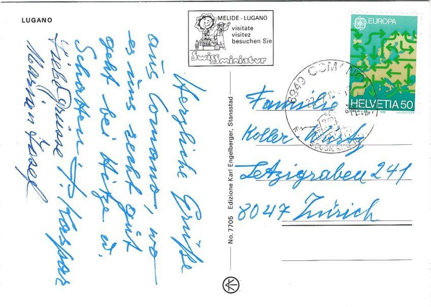 Cartoline postali: AK Lugano, verschiedene Ansichten, 1988 – Usato da Rheinfelden venduto da wil_m7gh 1