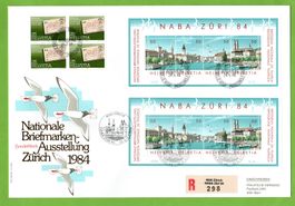1984 NABA Züri 2 FDC 1x Grossbrief + Sammelblatt s. Bilder