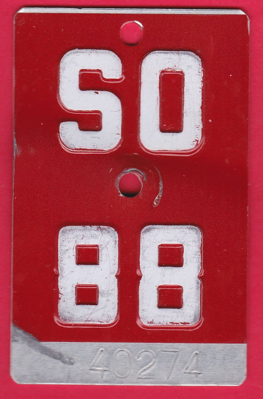 Insegne: VELONUMMER / FAHRRADSCHILD, SO 88 – Usato da Oberrieden venduto da Gebirgsstelze