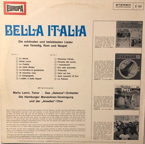 Dischi in vinile: Bella Italia (LP) – Usato da Grüningen venduto da azulmarron 1