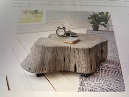 Couchtisch Baumstamm Akazie Massivholz mit Rollen XL, Platin