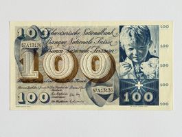100 Fr. BANKNOTE 1967, Schweiz, super Sammler Zustand