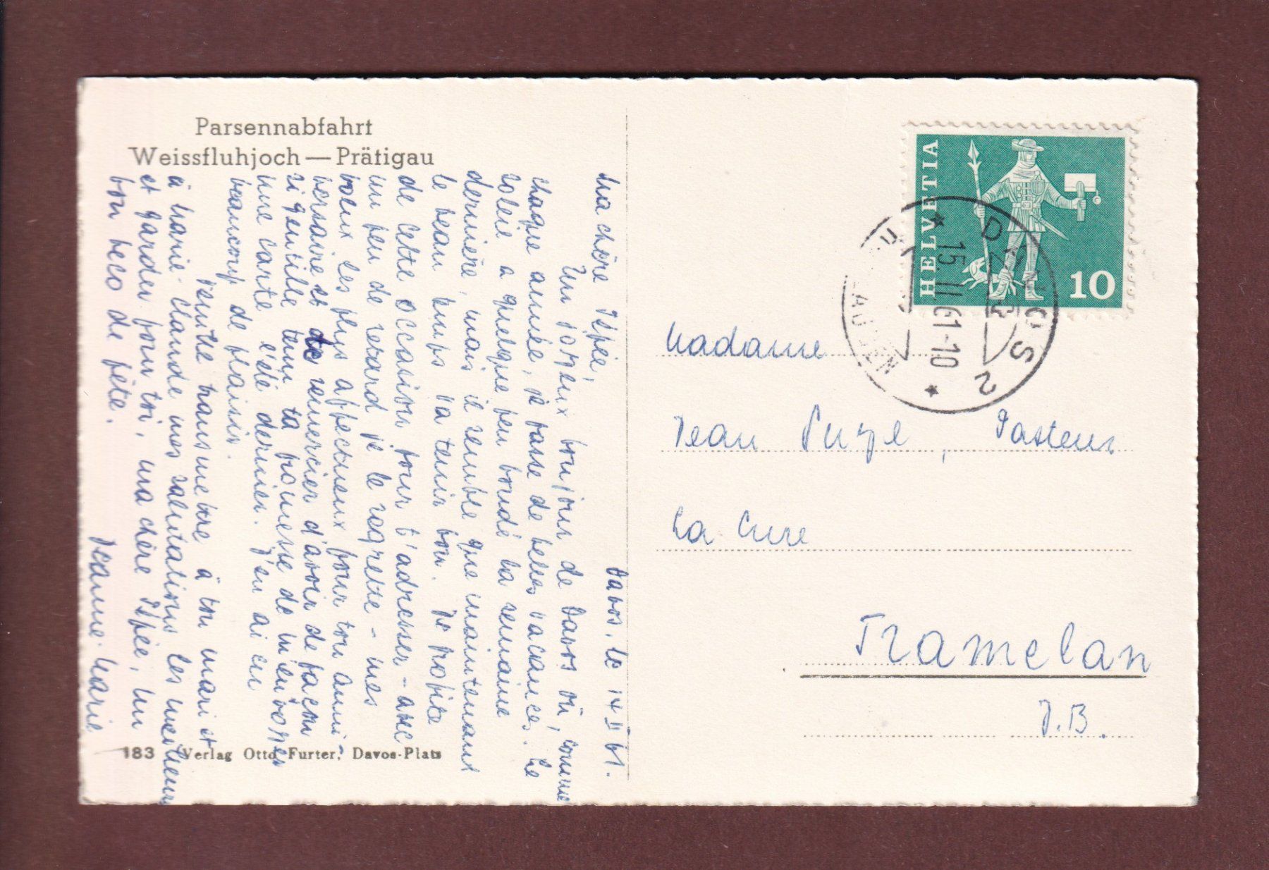 Cartoline postali: PARSENNABFAHRT - 1961 – Usato da Pully venduto da nicecards-shop 1