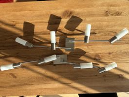 2 Deckenlampen Edelstahl mit Milchglas, schwenkbar