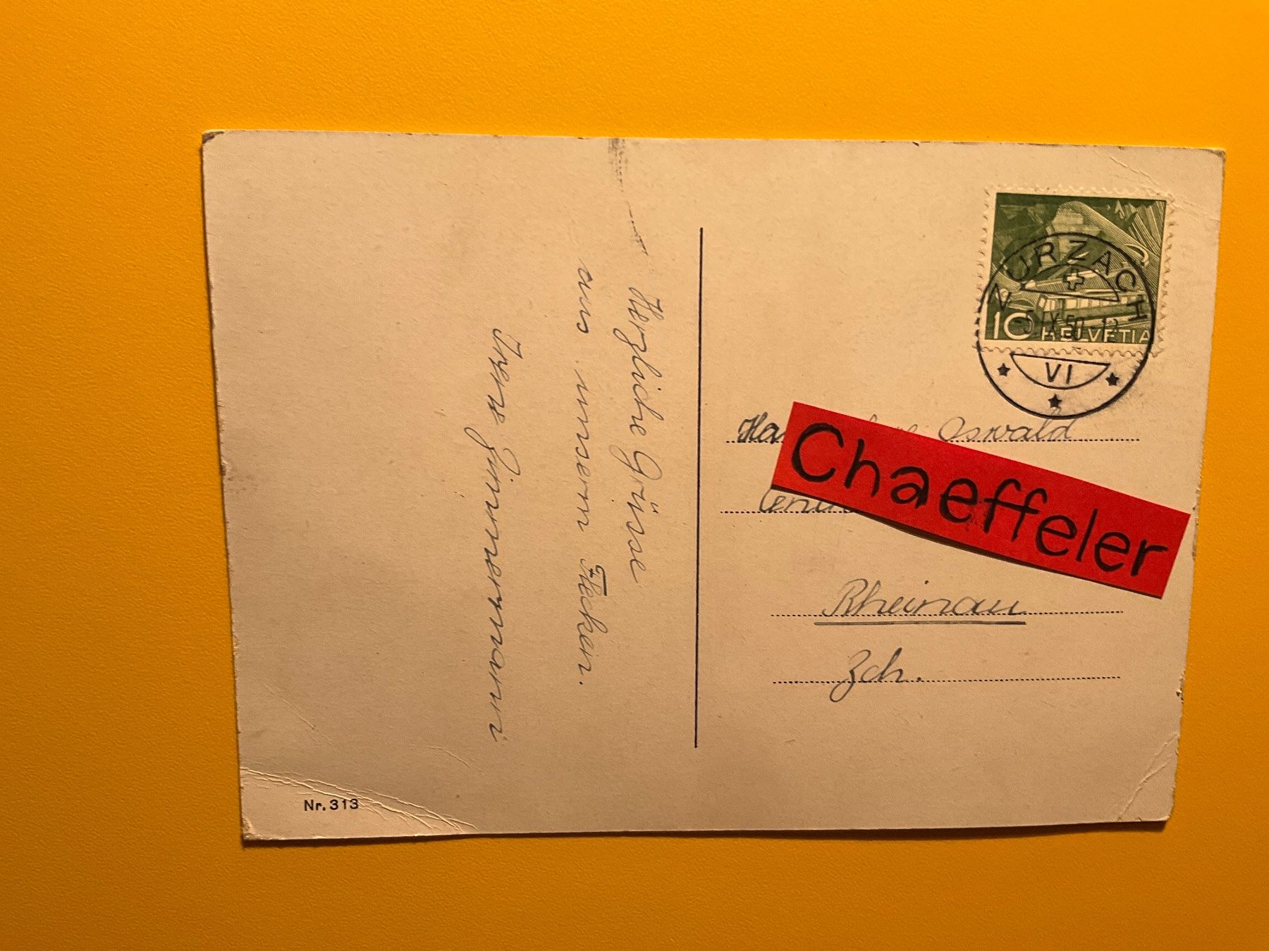 Ansichtskarten: 1950 Zurzach – Gebraucht aus Zürich von Chaeffeler 1