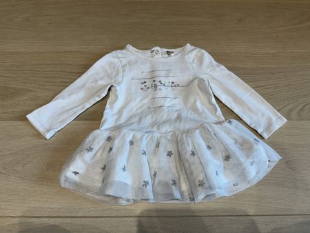 Jolie robe 74cm 12 mois blanc à paillettes argentées LOVE
