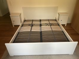 Ikea bed + 2 night table + mattress for free