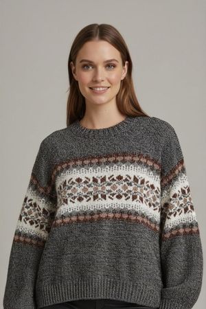 Dino Erre Italienischer Wollmischpullover mit Fair Isle