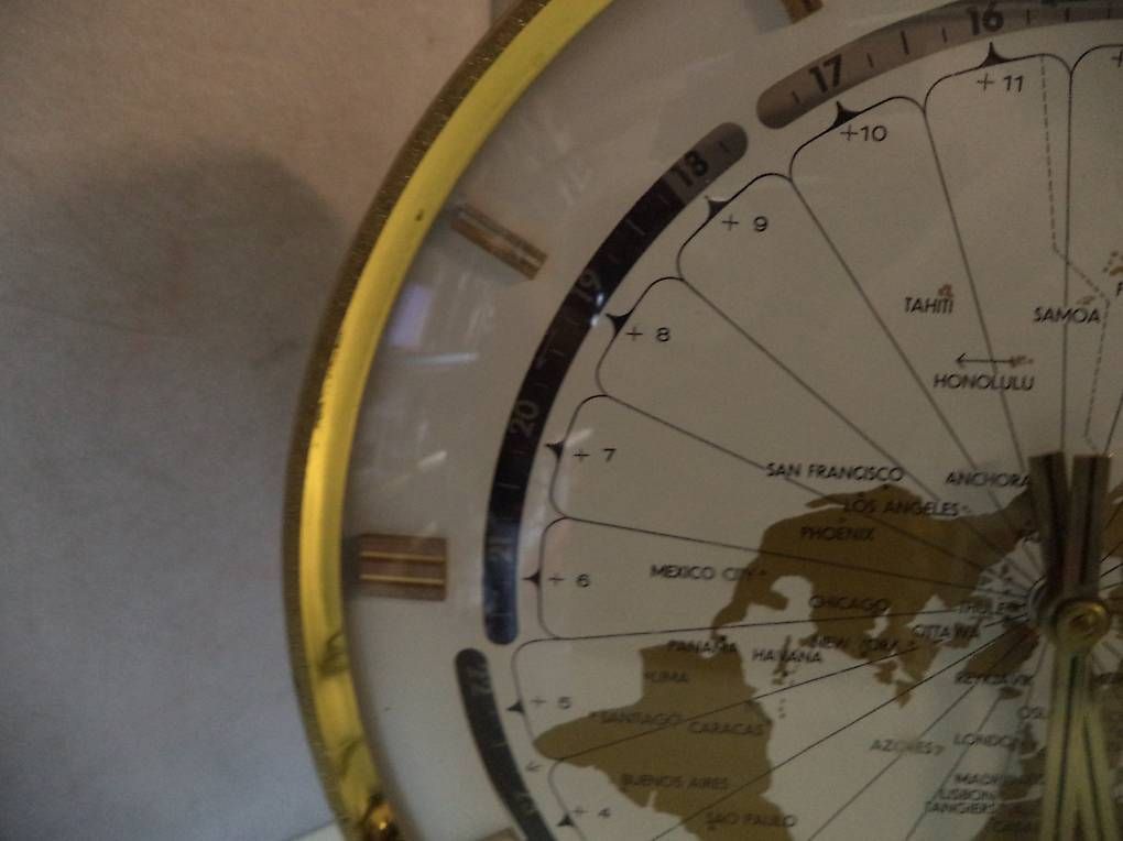 Orologi da terra & Orologi da parete: Grosse Kundo GMT World Time Zone Messing Tisch Uhr – Nuovo (secondo la descrizione) da Rieden AG venduto da Wirth03 2