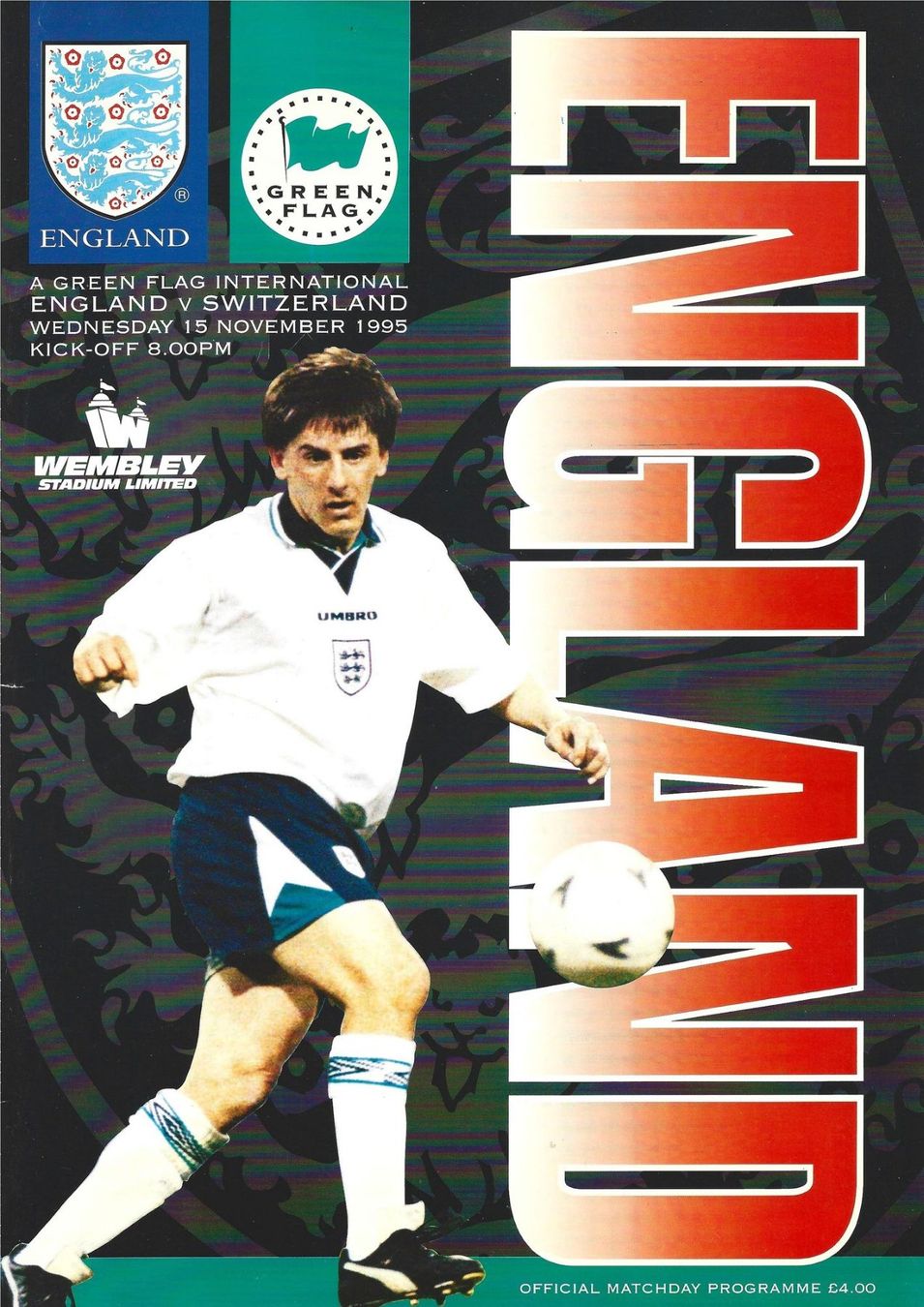 Riviste & Magazine: Fussball-Matchprogramm England : Schweiz 1995 – Usato da Dielsdorf venduto da bonambler