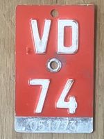 VD 74 - VELONUMMER - FAHRRADSCHILD - PLAQUE DE VELO - VD 74