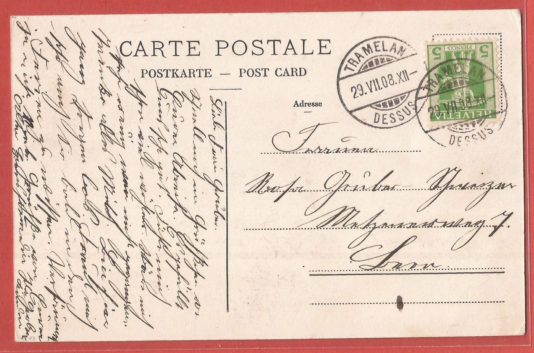 Cartes postales: Tramelan - 1908 – D'occasion à Fislisbach par Porano 1