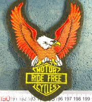 USA EAGLE MOTOR CYCLES "RIDE FREE" AUFNÄHER/KLEBER GESTICKT