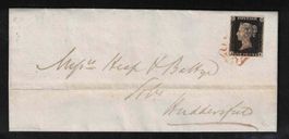 Grossbritannien 1840 Penny auf Brief, Plate 6 "BE"