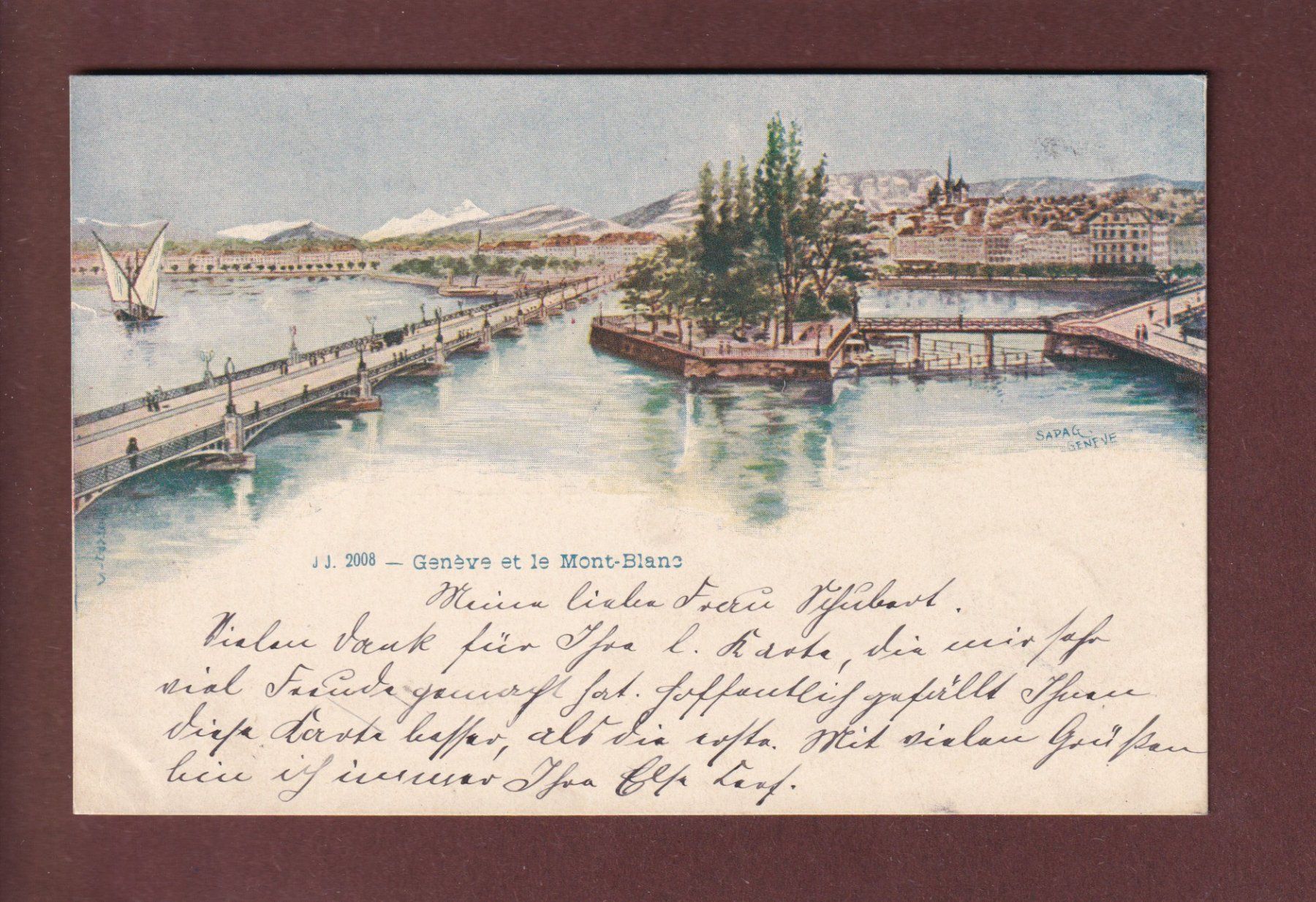 Ansichtskarten: GENEVE - Pont du Mont-Blanc - 1898 – Gebraucht aus Pully von nicecards
