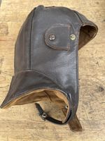 Antike Fliegerhaube Leder braun Grösse 56 guter Zustand