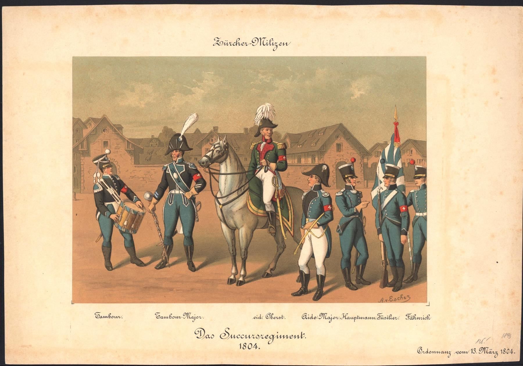 Gravures: Zürich  Militär Lithographie – D'occasion à Rafz par Helvet32