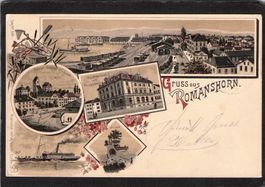 Lithographie: Gruss aus Romanshorn ,gel.1900 mit Stabstempel