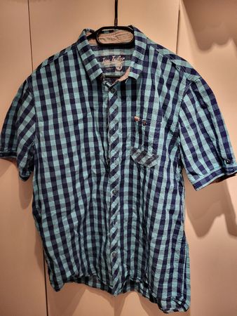 Tom Tailor Herrenhemd blau/türkis kariert Grösse XXL
