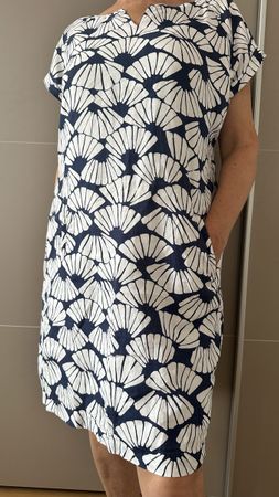Robe d'été femme taille 42 motif bleu/blanc 100% lin