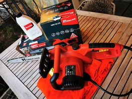 Elektro Motorsäge mit Schnittschutzhose
