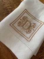 Hochzeit, Familienfeier, Monogramm Leinen Serviette, Weiss