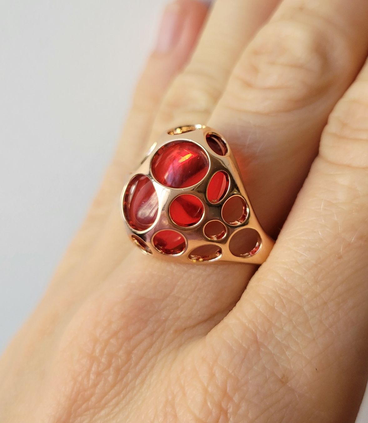 Anelli: Bague Statement — Plaqué Or & Pierre Rouge – Nuovo (secondo la descrizione) da Bernex venduto da Dariafr