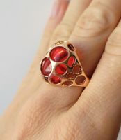 Bague Statement — Plaqué Or & Pierre Rouge