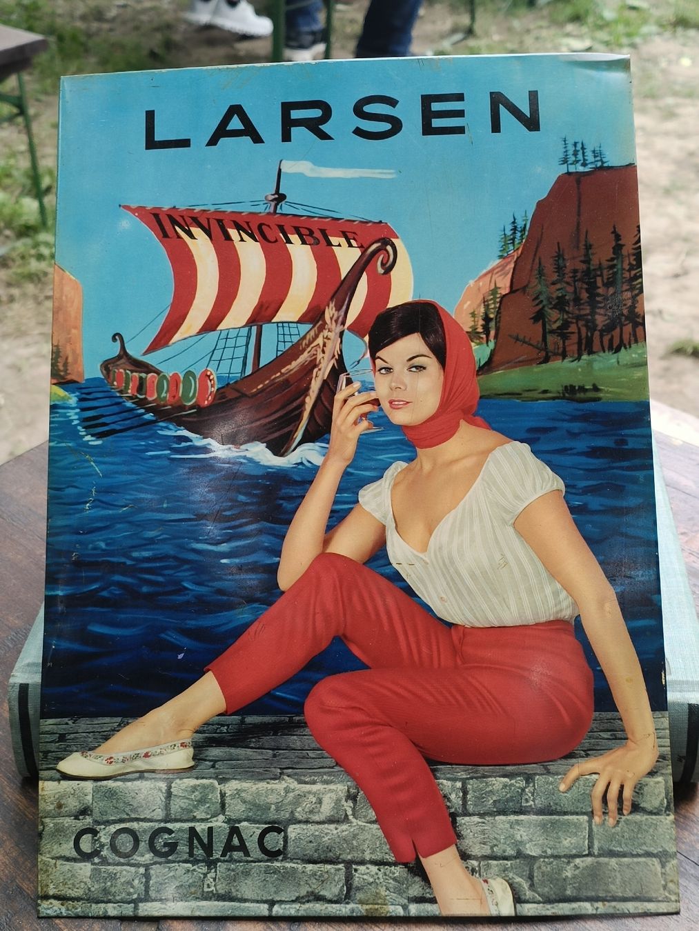 Insegne: Altes original Werbe Blech Schild LARSEN Cognac ca. 1960 – Usato da Brugg AG venduto da Ente015