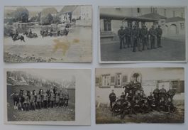 4 Ansichtskarten Militär, Armee Soldaten, Pferde Kutsche
