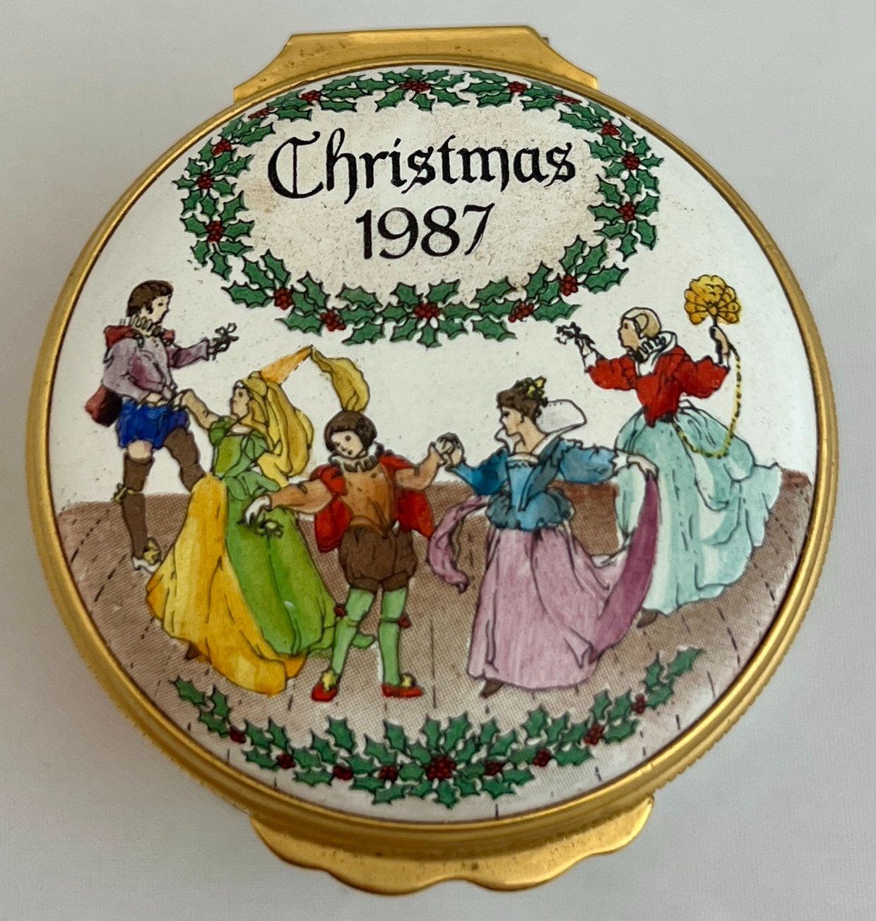 Contenitori & Simili: Halcyon Days Enamels, handbemaltes Weihnachtsdöschen, 1987 – Usato da Zürich venduto da Drahtzug 1