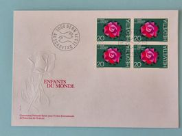 1. Tagesbrief mit Viererblock ENFANTS DU MONDE 11.3.71