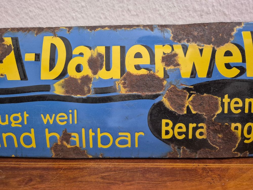 Altes Emailschild Fuva Dauerwellen Emaille Schild Vintage (Gebraucht ...