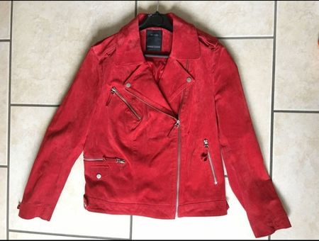 Rote Wildlederjacke Gr. 44 - Trendy