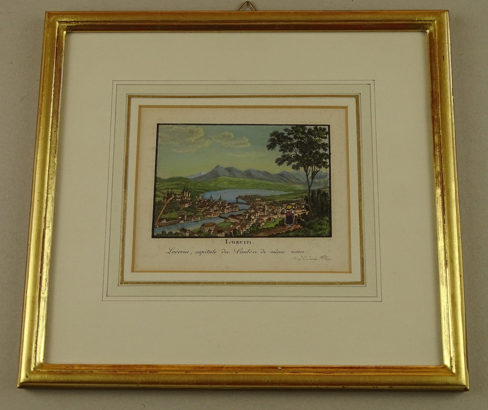 Stiche: LUZERN, KOLORIERTE AQUATINTA UM 1820 – Gebraucht aus Grüningen von Kartensammler