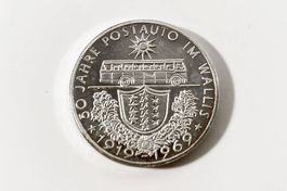 Silber Münze Medaille 50 Jahre Postauto im Wallis