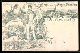Litho Ansbach / Bayern, X. Bayer. Turnfe